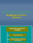 Budgeting and Profit Planning