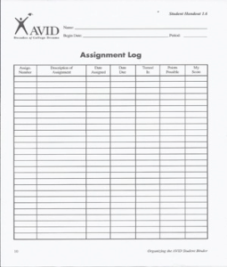 Avid learning logs picture