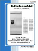 KitchenAid 2001 K Model Built-In Side-By-Side Refrigerator with Variable Capacity Compressor KAR-11