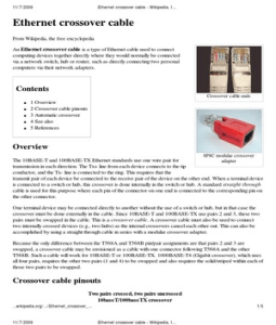 Ethernet Wiki on Ethernet Crossover Cable   Wikipedia  The Free Encyclopedia