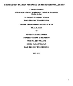 Thesis of Major Project