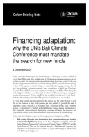 Financing Adaptation: Why the UN's Bali climate conference must mandate the search for new funds