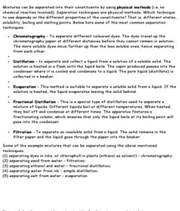Methods of separating mixtures Methods of separating mixtures